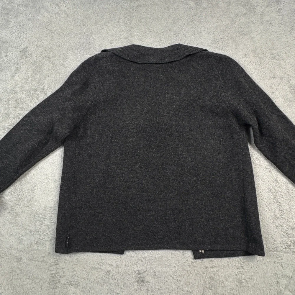 Woolrich Lambswool Floral Embroidered Cardigan Sweater Onyx Heather Gray Small - Picture 8 of 15